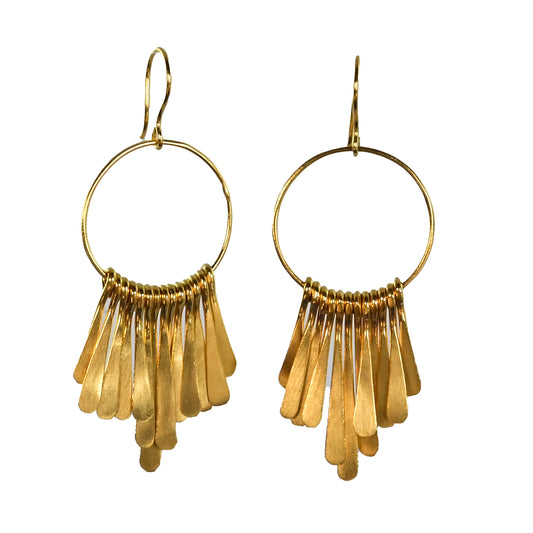 Euro Gold Tassel Hoop Earrings B15A