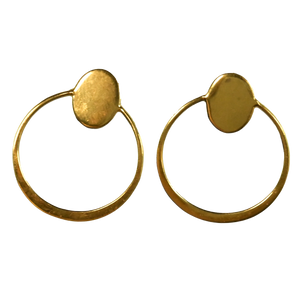 Euro Gold Oval Loop Stud Earrings B10r