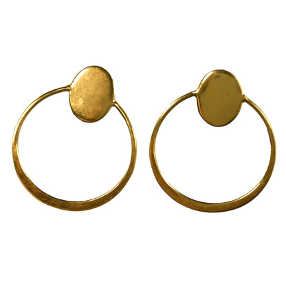 Euro Gold Oval Loop Stud Earrings B10