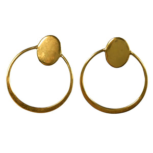 Euro Gold Oval Loop Stud Earrings B10r