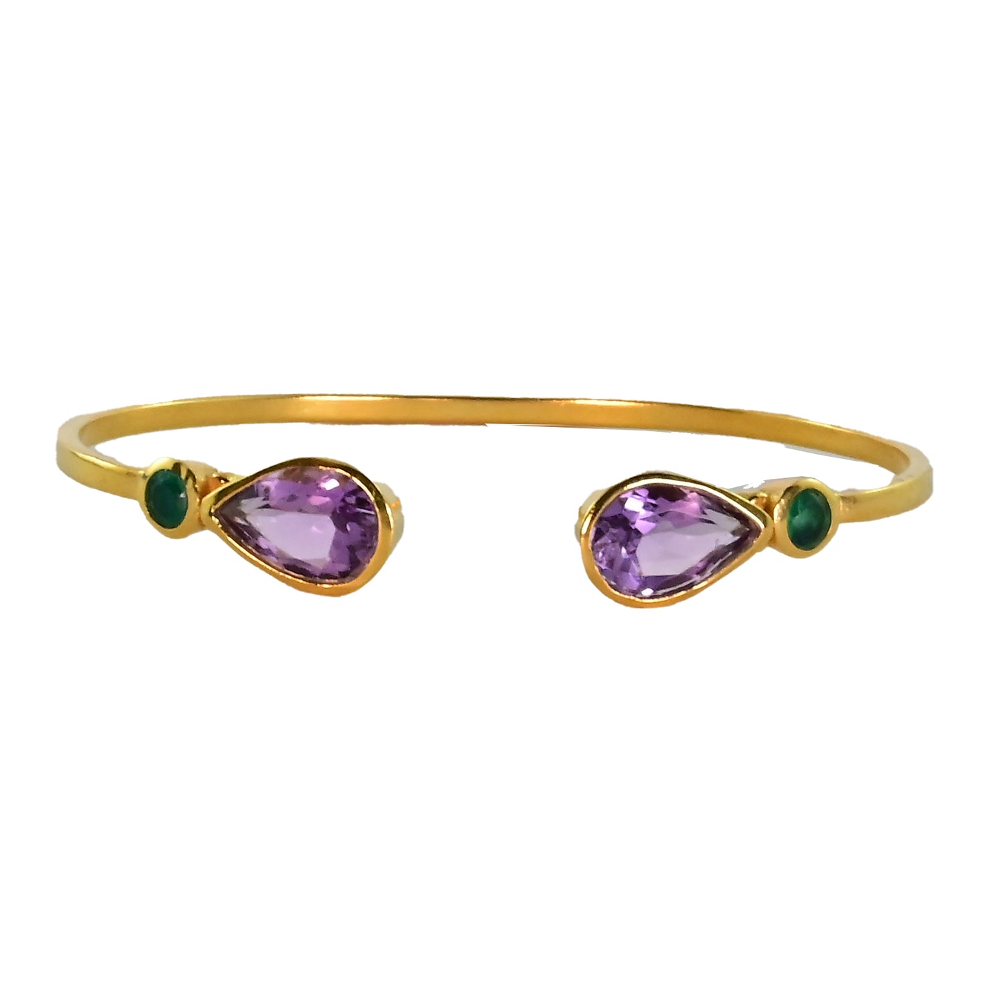 Euro Gold cuff bangle with gems- A62