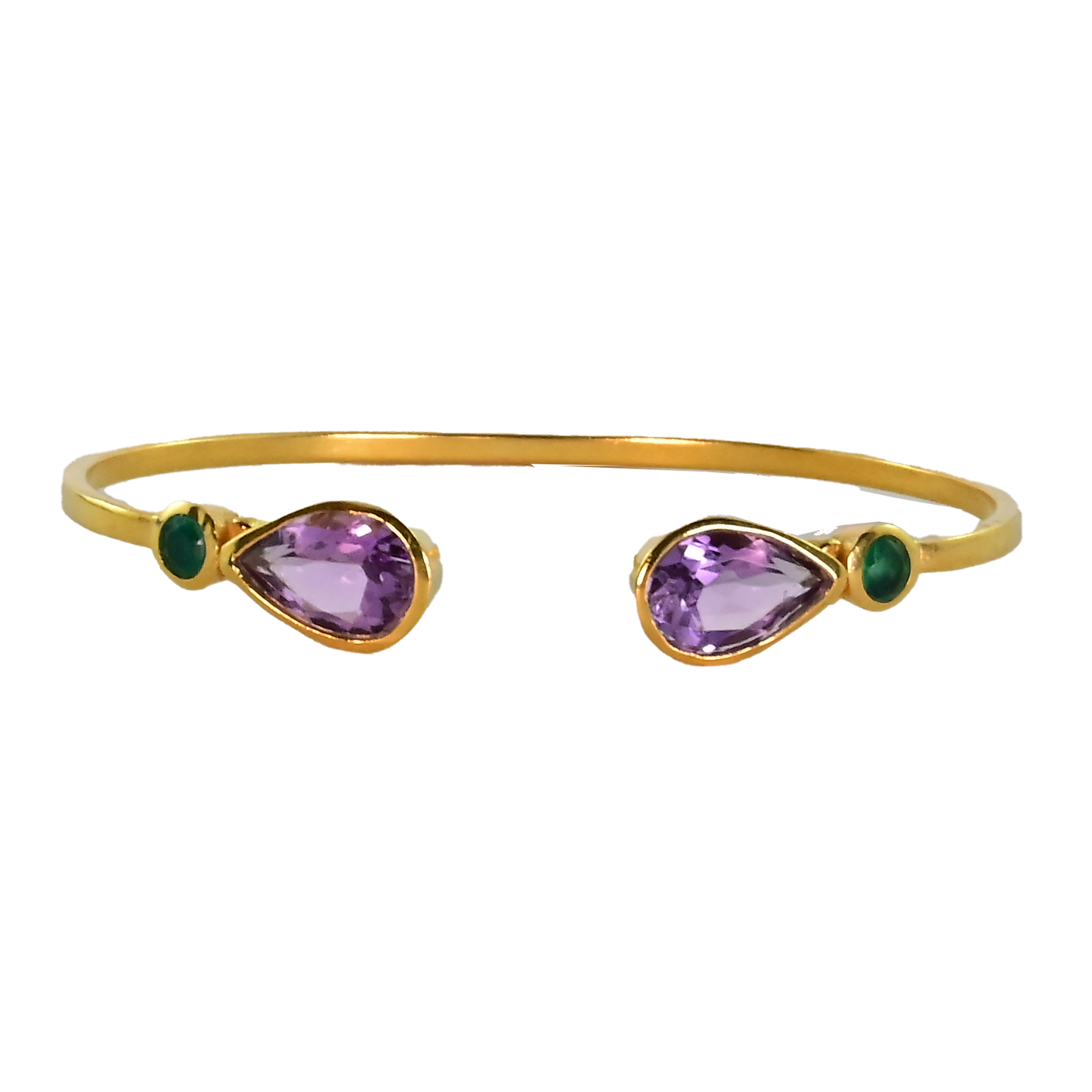 Euro Gold cuff bangle with gems- A62