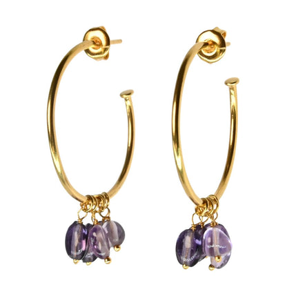 Euro Gold Gem DROP Hoop Earrings A315