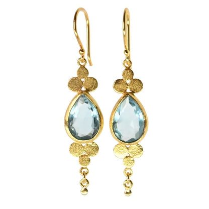 Euro Gold Gemstone Drop Earrings-A264