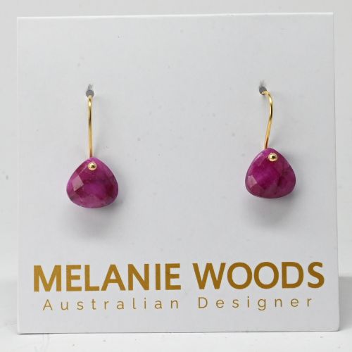 Euro Gold Gemstone Drop Earrings- A279