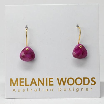 Euro Gold Gemstone Drop Earrings- A279