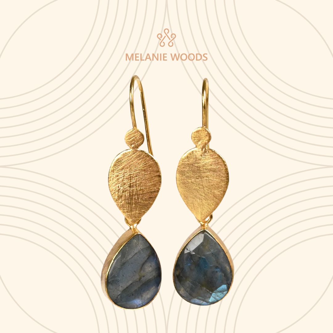 Euro Gold Gemstone Earrings- A197a