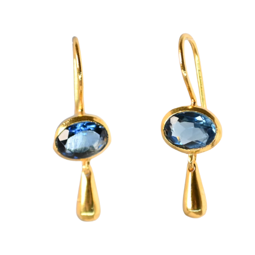Euro Gold Gemstone Drop Earrings A302