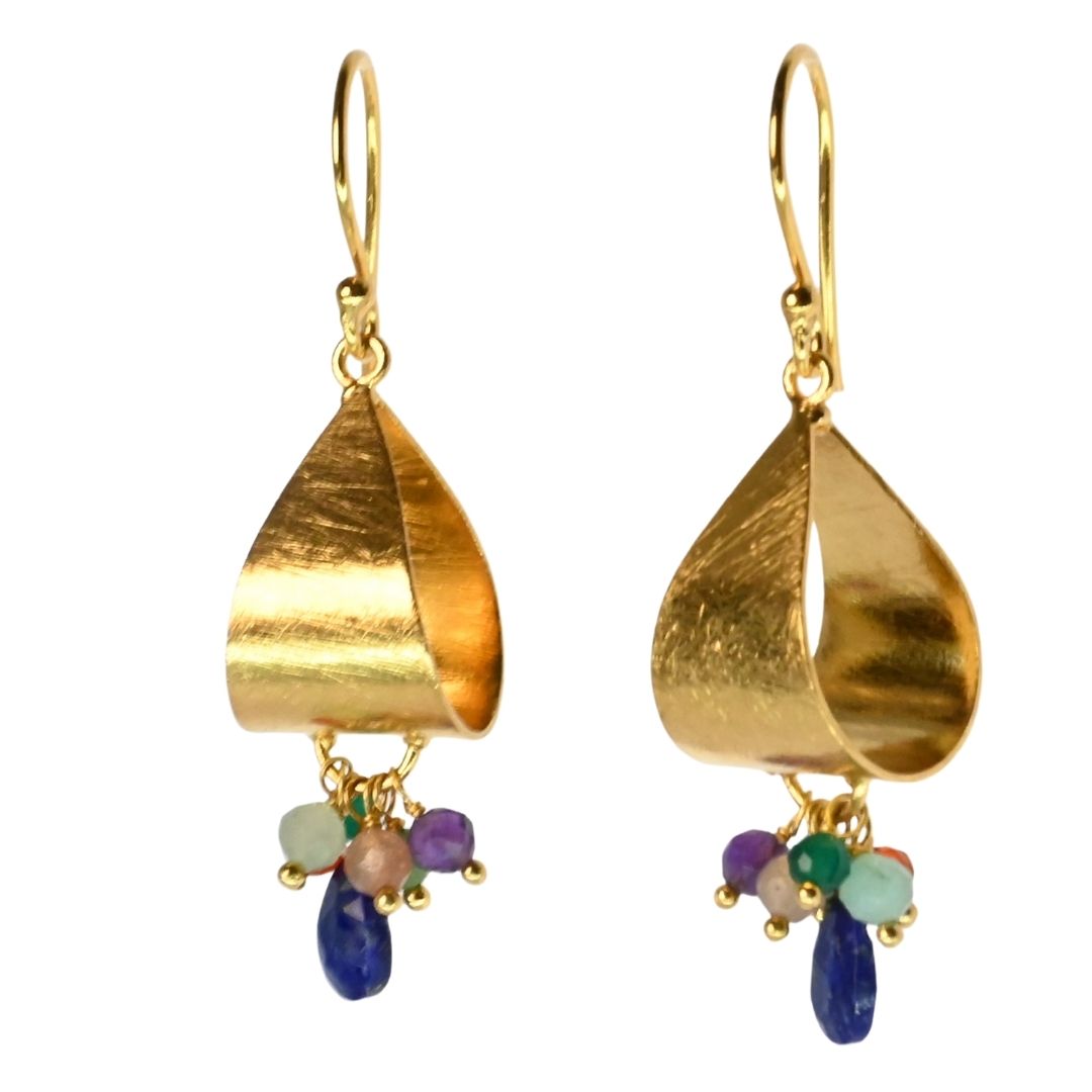 Euro Gold Gem Hoop Earrings A281a