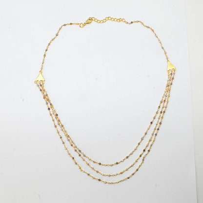 Euro gold triple gem necklaces with many gem varieties A26