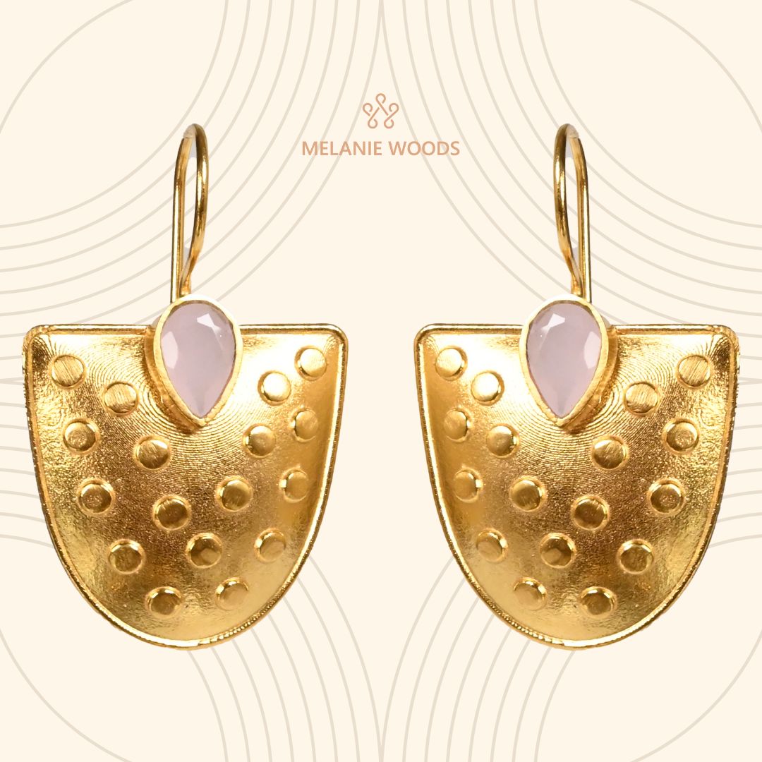 Euro Gold Gemstone Earrings- A221