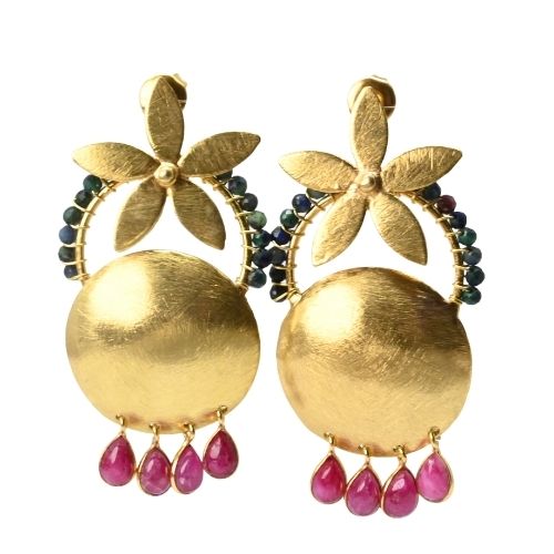 Euro Gold Gemstone Earrings- A321