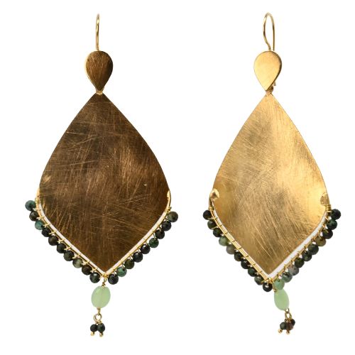 Euro Gold Gemstone Marquis Earrings- A322