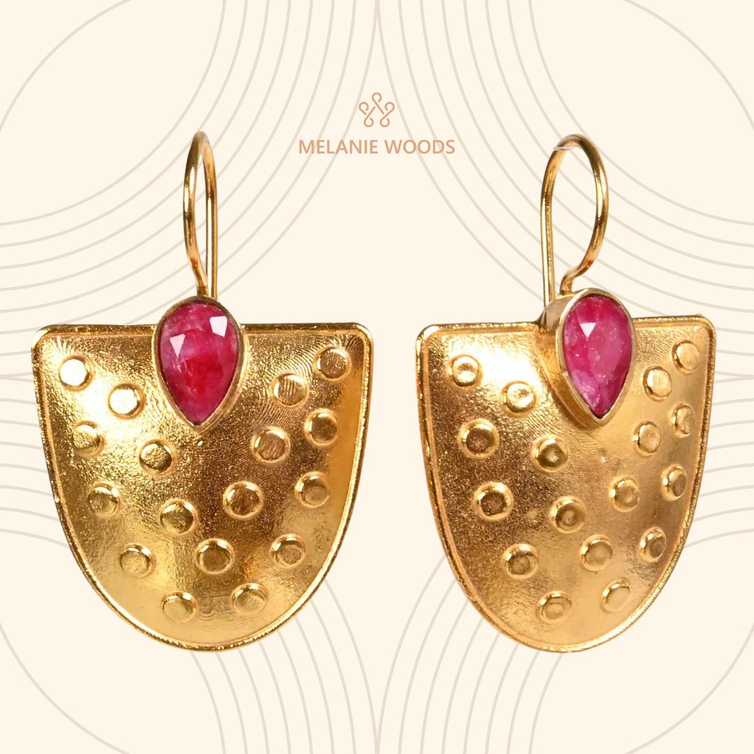 Euro Gold Gemstone Earrings- A221