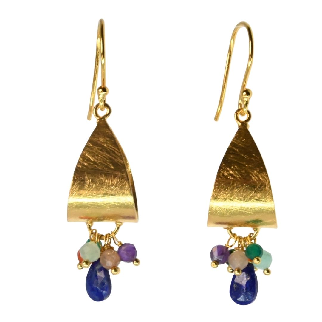 Euro Gold Gem Hoop Earrings A281a