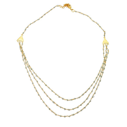 Euro gold triple gem necklaces with many gem varieties A26