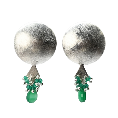EuroSilver Pomegranite Gemstone Stud Earrings - C320
