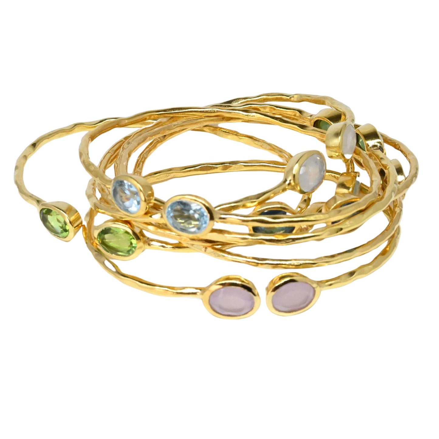 Euro Gold cuff bangle with gems- A21