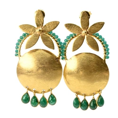 Euro Gold Gemstone Earrings- A321