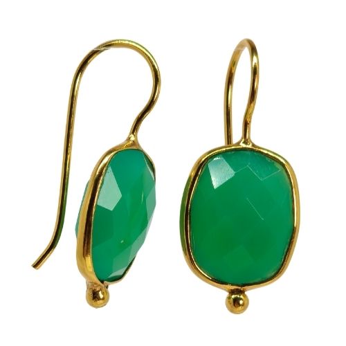 Euro Gold Divine Simplicity Gemstone Drop Earrings-A348