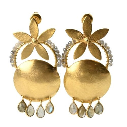 Euro Gold Gemstone Earrings- A321
