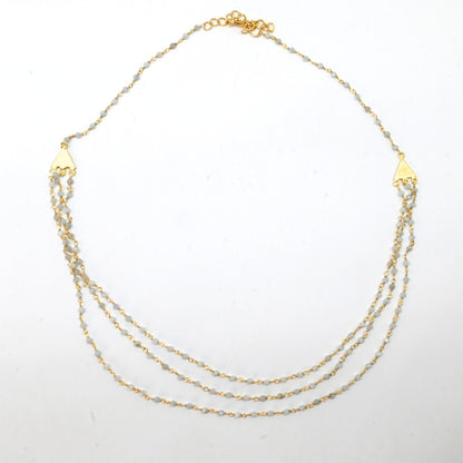 Euro gold triple gem necklaces with many gem varieties A26