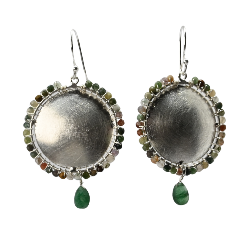 Euro Silver Gemstone Stud Earrings - C324