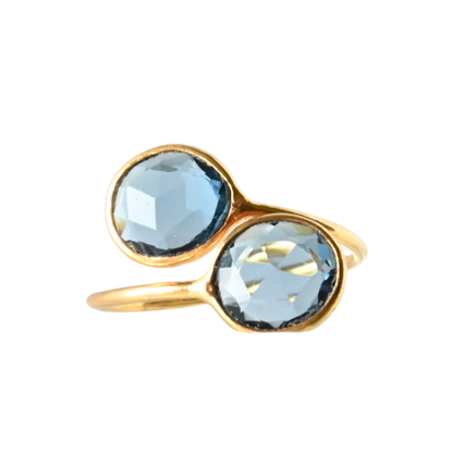 Euro Gold Cuff Ring Open size with gems A256R