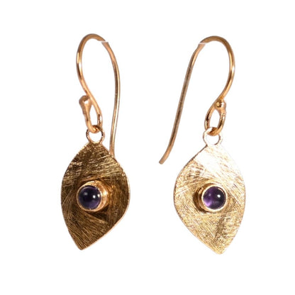 Euro Gold Gemstone Drop Earrings-A318
