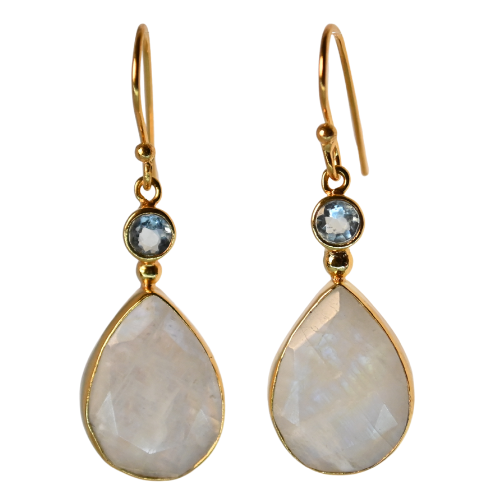 Euro Gold Gemstone Drop Earrings-A197a.19.
