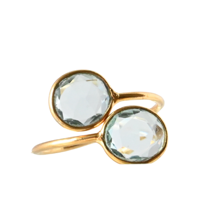 Euro Gold Cuff Ring Open size with gems A256R