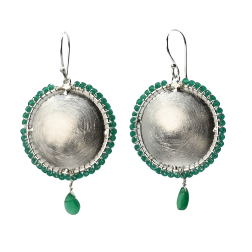 Euro Silver Gemstone Stud Earrings - C324