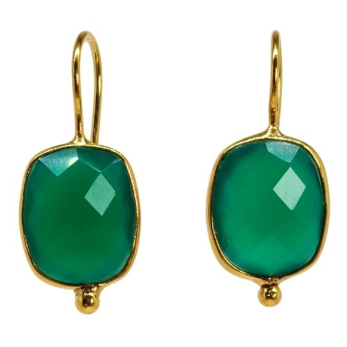Euro Gold Divine Simplicity Gemstone Drop Earrings-A348