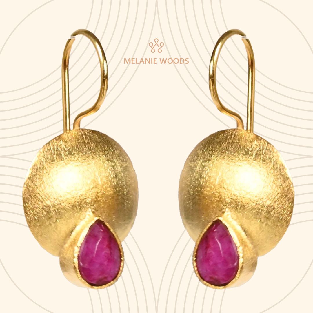 Euro Gold Gemstone Earrings- A223