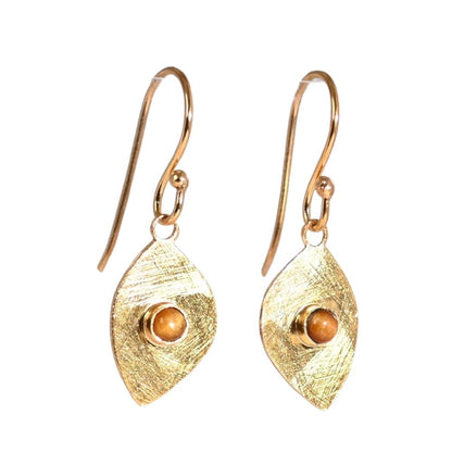 Euro Gold Gemstone Drop Earrings-A318