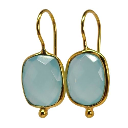 Euro Gold Divine Simplicity Gemstone Drop Earrings-A348