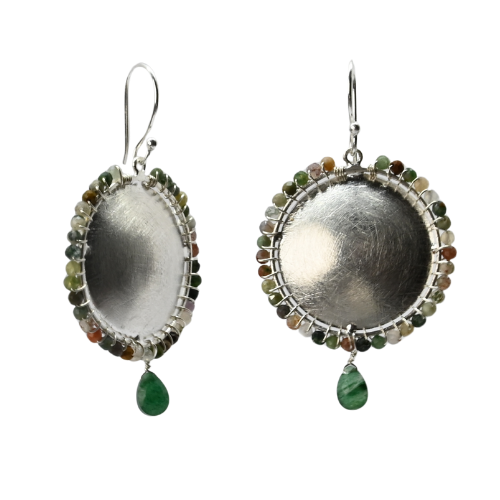 Euro Silver Gemstone Stud Earrings - C324