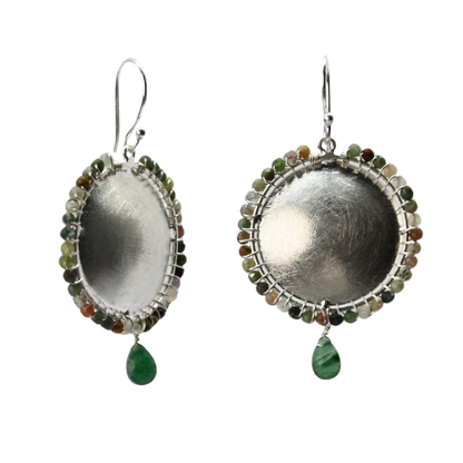 Euro Silver Gemstone Stud Earrings - C324