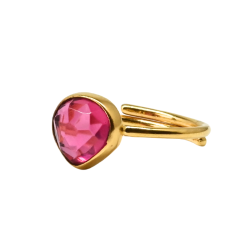 Euro Gold Cuff Ring Open size with a low set gem AR1A