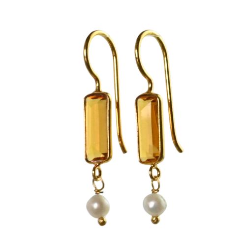 Euro Gold Gemstone Earrings- A222