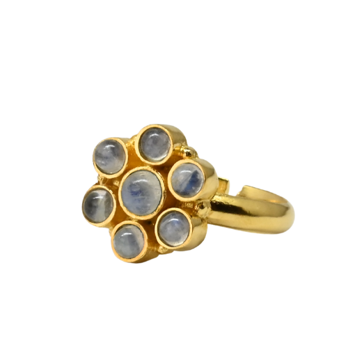Euro Gold Cuff Ring Open size with Moonstone A58