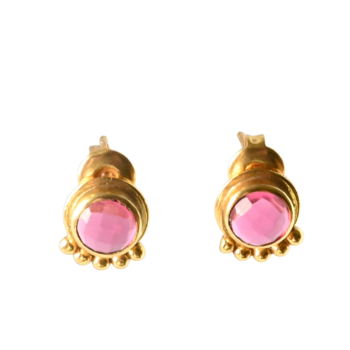 Euro Gold Gemstone Stud Earrings- A225a