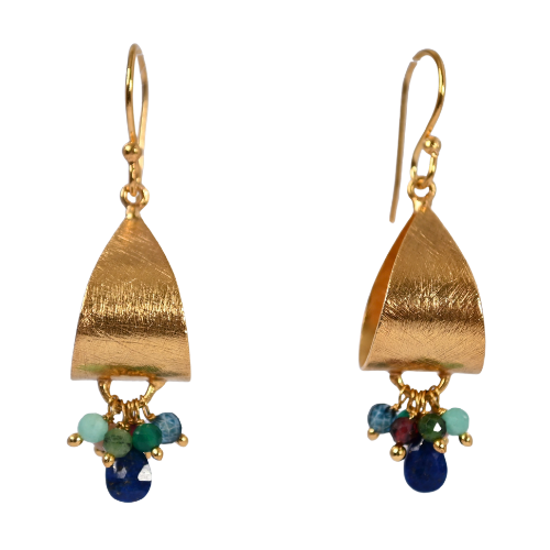Euro Gold Gemstone Hoops A281 Small version