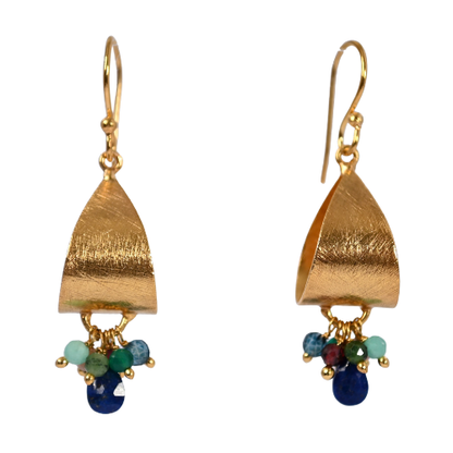 Euro Gold Gemstone Hoops A281 Small version