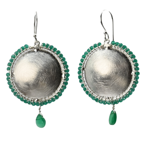 Euro Silver Gemstone Stud Earrings - C324