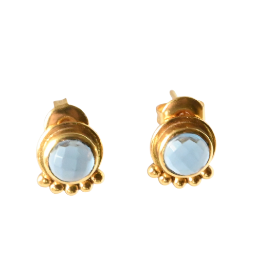 Euro Gold Gemstone Stud Earrings- A225a