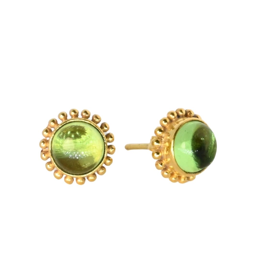 Euro Gold Gemstone Stud Earrings- A225