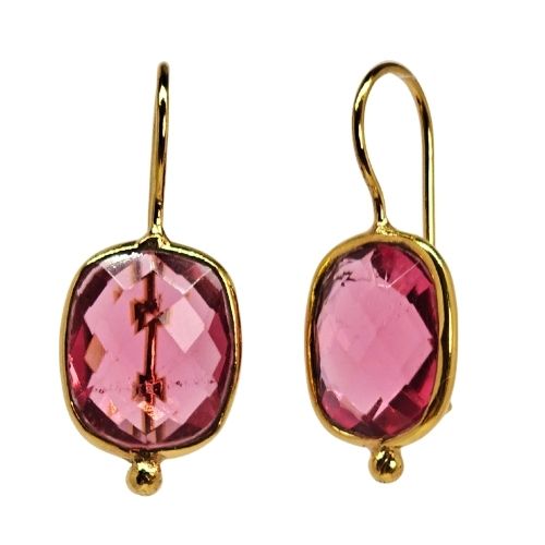 Euro Gold Divine Simplicity Gemstone Drop Earrings-A348
