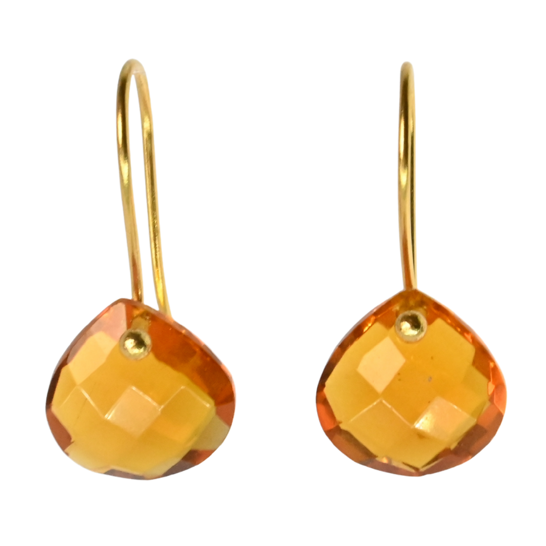 Euro Gold Gemstone Drop Earrings- A279
