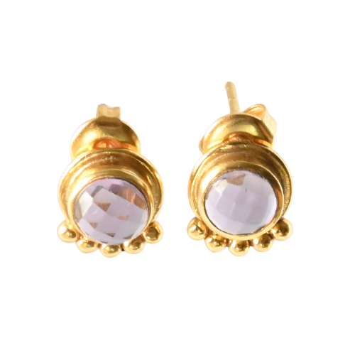 Euro Gold Gemstone Stud Earrings- A225a